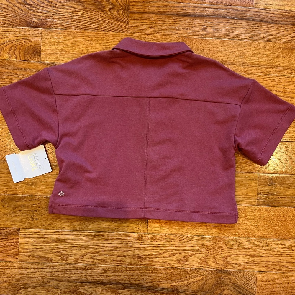 Athleta Girl - Kids Retrochill Oversized Midi Tee Pink Polo Shirt - Size M - Picture 3 of 7